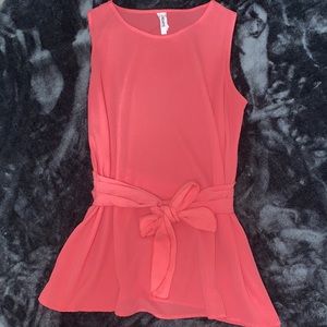 Pink 2 Hearts Top with Bow Size Medium